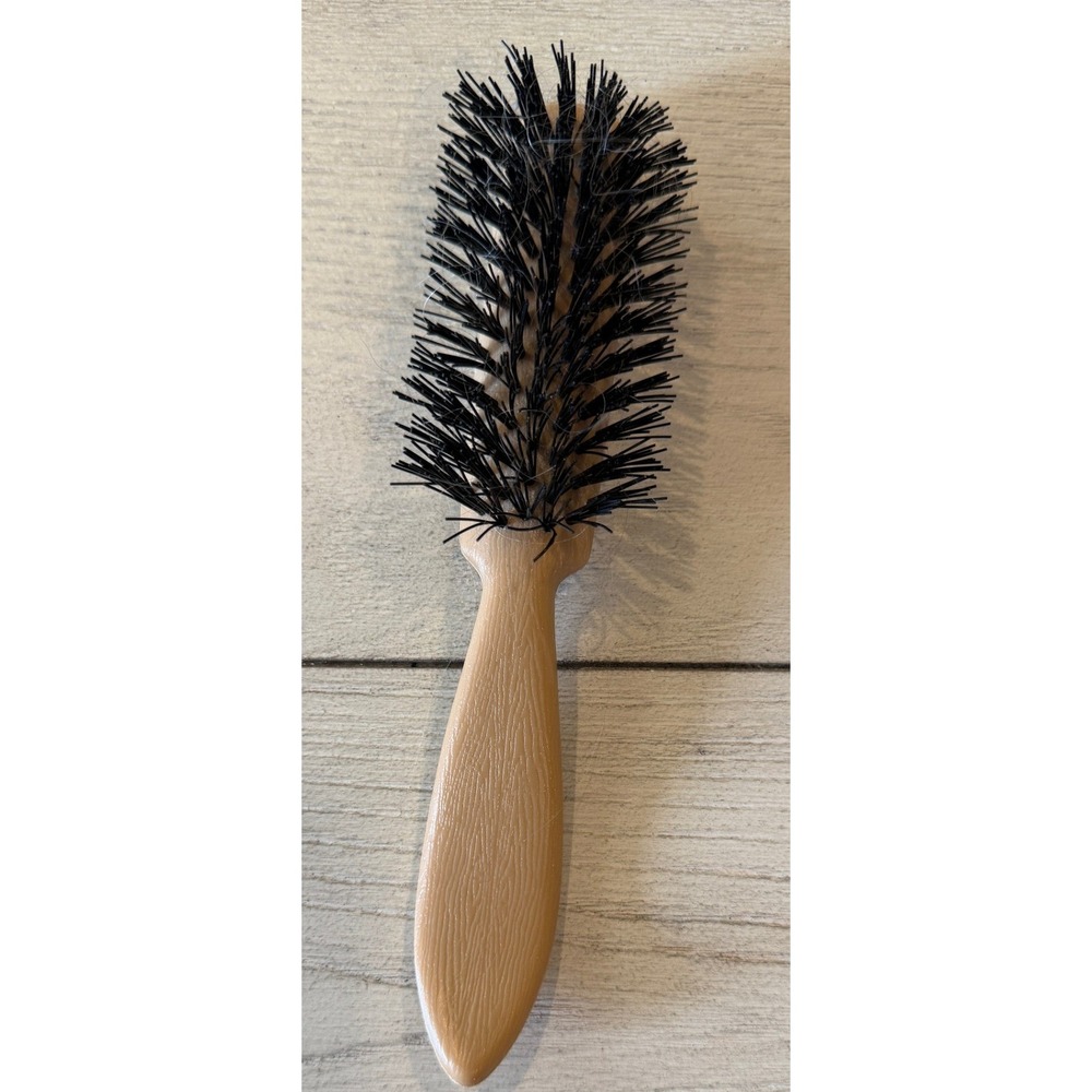 VTG Natural Wood Handle Hair Brush Black Bristle Detangling 7"